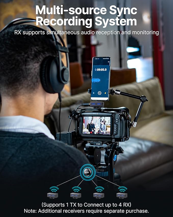 BOYA BOYALINK 3 Wireless Lavalier Microphone for iPhone/Android/Camera/PC/Tablets,AI Noise Cancellation,48kHz/24Bit Studio Sound,APP Control,984ft 30h Battery with Charging Case for Vlogging Interview