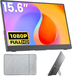 Portable Monitor 15.6 Inch FHD 1080P HDR IPS Travel Monitor with Speakers HDMI USB-C Second Screen for MacBook Laptop Surface Xbox PS4/5, External Display with Kickstand, VESA Compatible