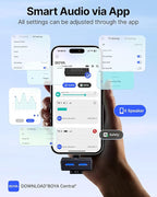 BOYA BOYALINK 3 Wireless Lavalier Microphone for iPhone/Android/Camera/PC/Tablets,AI Noise Cancellation, 48kHz/24Bit Studio Sound,APP Control, 984ft 6h Battery for Vlogging Interview(No Charging Case)