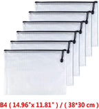 Oaimyy-B4(11.5"x 15",12 Pcs),Plastic Mesh Zipper Pouch Document Folders Bag & Zipper-Waterproof Zip File Folders for School Office Supplies, Travel,Puzzles Games Organizing Storage-Black