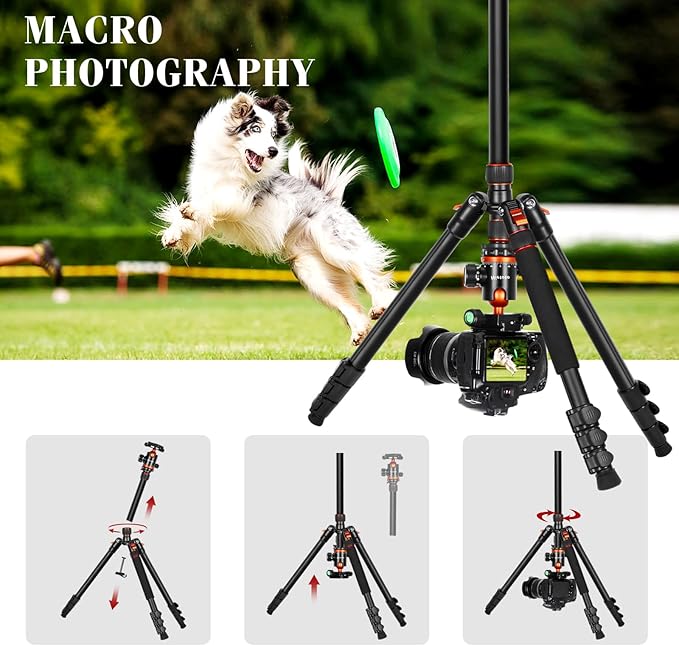 68" Tripod for Camera & Shooting Tripods, 2 in1 Camera Tripods & Monopods with Handle, Aluminum Rifle Tripod & Hunting Stick, Heavy Duty Tripod for DSLR,Canon,Nikon,Sony and Gun,Extra Carry Bag