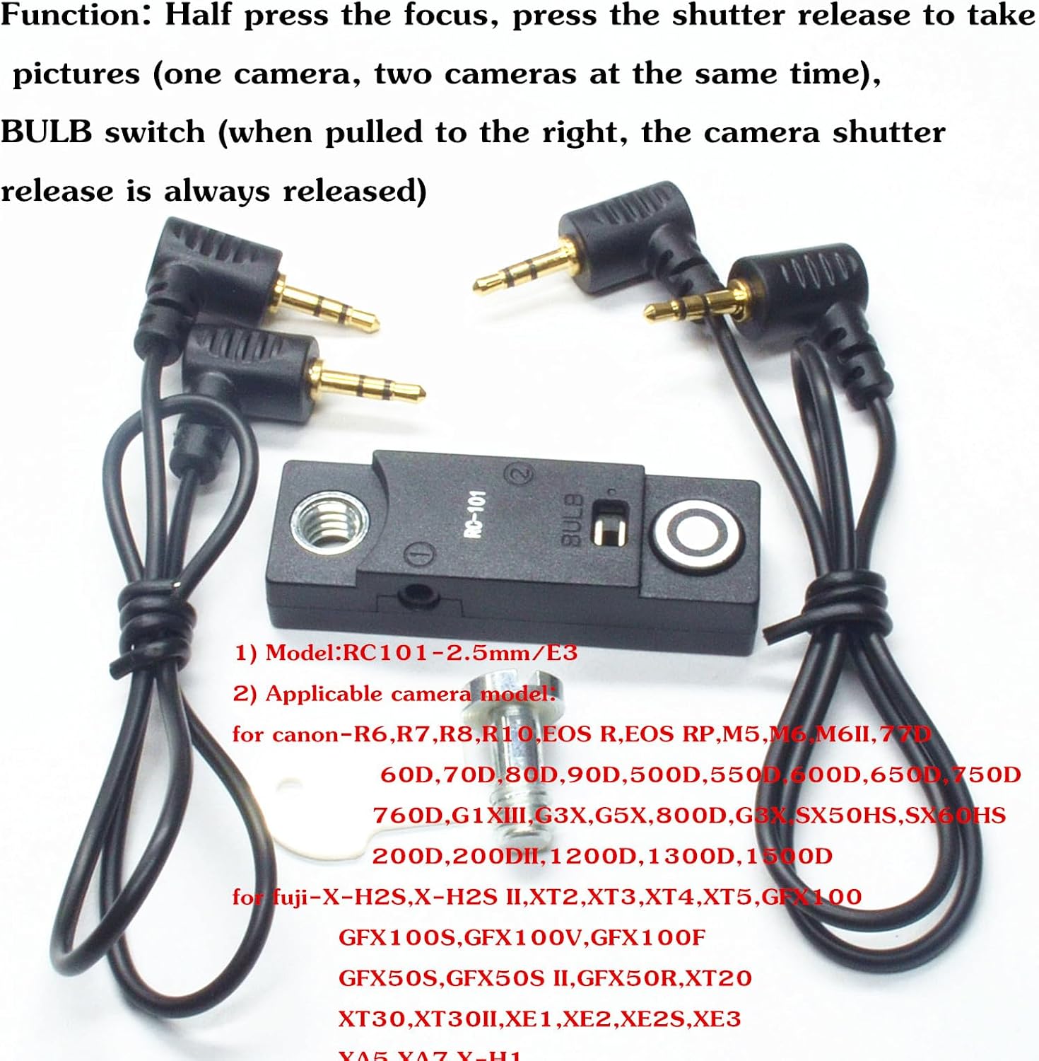 for Fuji/Canon Camera Cable Universal Iron cage Handle Shutter Release Accessory Shutter Cord RC101-E3/2.5mm Remote Control xt2 xt3 xt4 xt5 gfx50/50r/50s/100/100s can80d 90d r8 r10 650d 800d