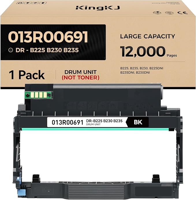 KingKJ 013R00691 B230 B225 B235 Drum Unit (Not Toner) Black 1-Pack High-Yield Replacement Compatible with Xerox B225 B235 B230 B225DNI B235DNI B230DNI Printer Imaging Drum Laser All-in-One Copier Copy