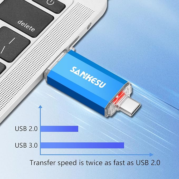 3.0 USB C Flash Drive 512GB, USB-A & Type-C OTG Thumb Stick, Dual Memory Sticks Compatible with PC/Laptop/Type C Cell Phone and Tablet (Blue)