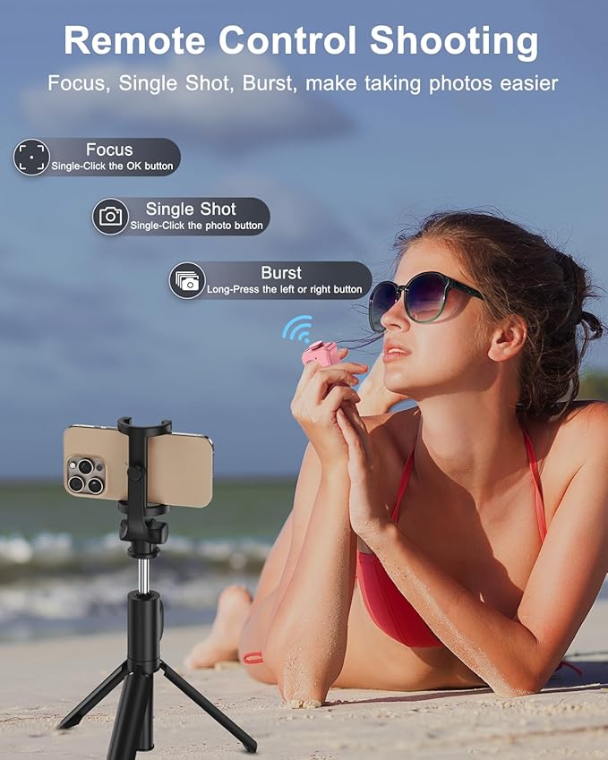 TikTok Scrolling Ring Remote Control, Camera Shutter Remote, Wireless Bluetooth Scrolling Ring for iPhone, iPad, iOS, Android - Pink