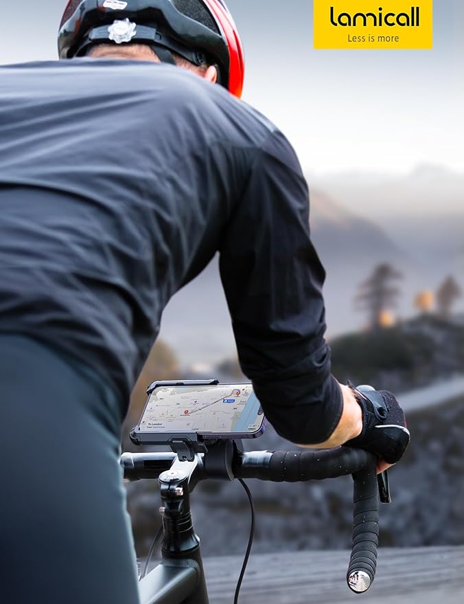 Lamicall Motorcycle Phone Mount Holder - [Camera Friendly] [1s Lock] Bike Phone Holder Handlebar Clamp, Bicycle Scooter Phone Clip, for iPhone 16 Pro Max, 15 14 13, Galaxy S25 Ultra, 4.7-7" Phones