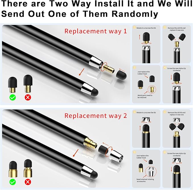 10 PCS Stylus,Stylus Pen for Touchscreen,Stylus 2-in-1 High Sensitivity & Precision Suitable for All Touch Screens of iPhone/ipad/Android Tablets(10 Stylus Pen Gold/Black + 20 Tips)