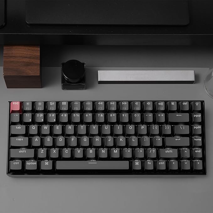 Keychron K2 75% Layout QMK Wireless and Wired Options Mechanical Keyboard Super Brown Switch, Paired with Shine-Through Double-Shot PBT Keycaps for Mac Windows-Version 3