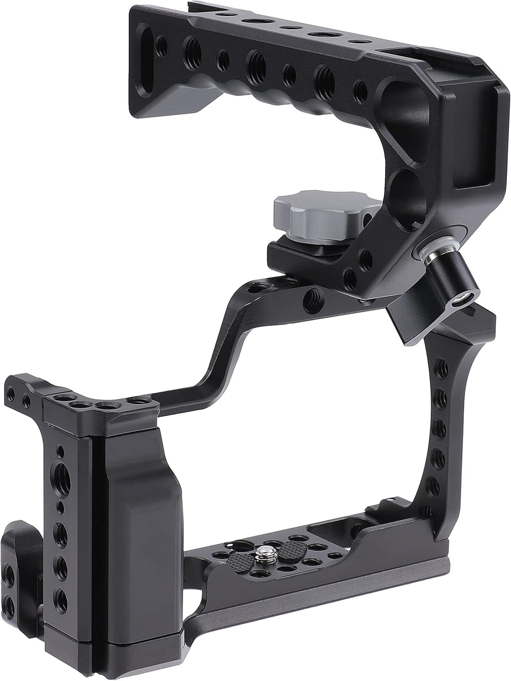 FocusFoto Camera Cage +Top/Side Handle Grip Kit, Aluminium Alloy Video Filmmaking Stabilizer Rig with Cold Shoe and 1/4" 3/8" Screw Mouting for Canon EOS M50 Mark II/M50/M5 Mirrorless Camera