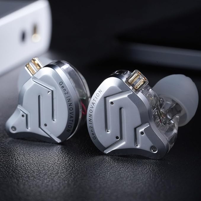 KZ ZSN Pro 2 in-Ear Monitors Headphones Metal Earphones 1BA+1DD Hybrid Technology HiFi Bass Clear Sound IEMs Noise Cancellation Earbuds Wired for Musicians Singer Audiophile(Silver,with Mic)