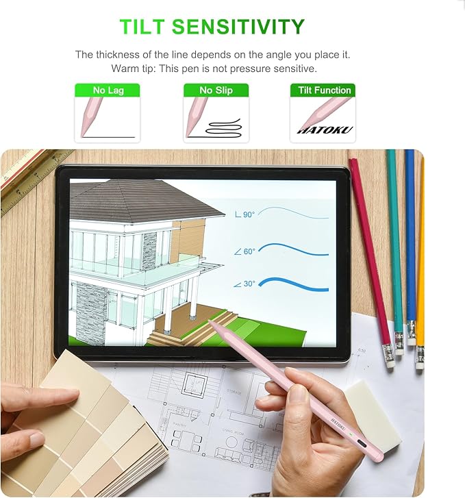 Stylus Pen for iPad 2018-2025: 15 Mins Fast Charging Pencil 1 Generation with Tilt Sensitivity Palm Rejection - Work for iPad Air 3 4 5 M2 M3- Pro 11" 12.9" M4 - Mini 5 6 - iPad 6 7 8 9 10 11 (Pink)