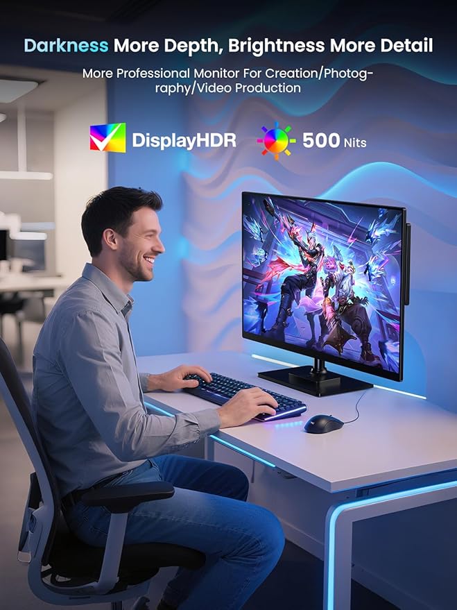 Newsoul Portable Monitor 4K, 120Hz Gaming Monitors 3840 * 2160 UHD, 100% DCI-P3, 1500:1 Contrast, FreeSync 0.1ms, Built-in Stand & Speaker, USB-C HDMI Portable Screen for Laptop, Phone, Game Console