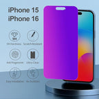Compatible for iPhone 15/iPhone 16 Privacy Screen Protector Tempered Glass 6.1 Inch, Purple Gradient Anti Spy Anti Blue Light HD Easy Installation