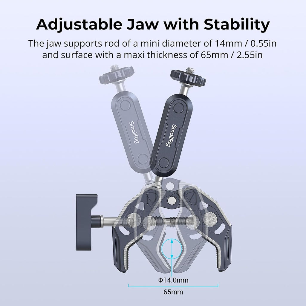 SMALLRIG Camera Mount Clamp 2-Pack, Ballhead Magic Arm with Adapter for GoPro, Camera Monitor Mount, Super Clamp for DSLR/Stabilizer - 5529