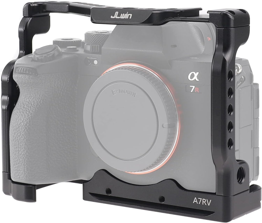 A7R V Cage, Hersmay Aluminium Full Camera Cage for Sony A7R V Mirrorless Camera Cage Support Accessories Kit Vlog Video Shooting Filmmaking Rig Stabilizer with 1/4" and 3/8" Arri Locating Hole