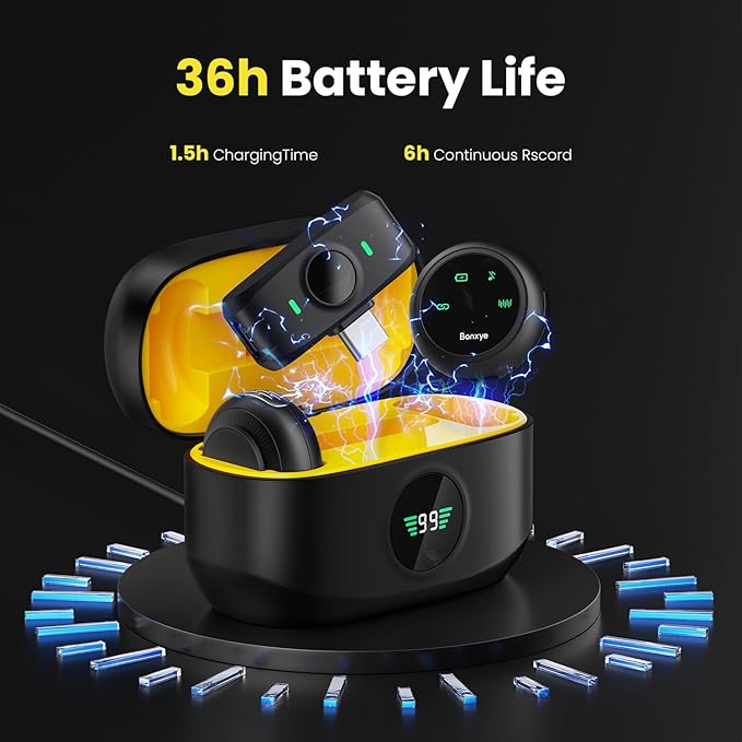 Wireless Lavalier Microphone for Type-C iPhone 15-16 iPad Andriod Series with Charging Case, AI Noise Cancellation Reverberation Lapel Mic for Video Recording YouTube Interview Live Streaming