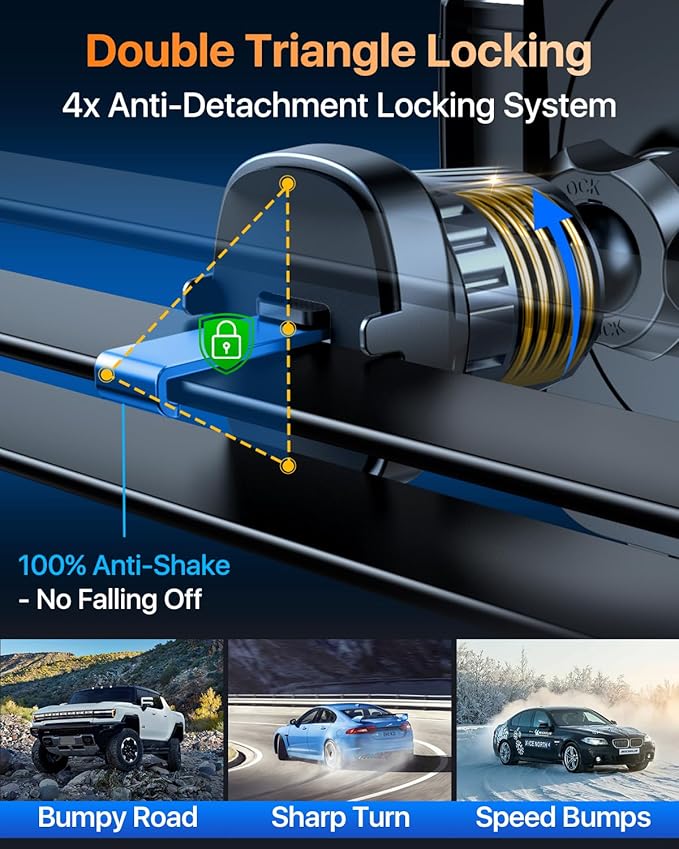 YRU [2025 Ultimate Car Phone Holder Mount [Bendable & Adjustable Aluminum Arm] Cell Phone Holder for Car Dashboard Windshield Phone Stand for iPhone16 15 14 13 Pro Max Samsung Pickup Truck,Dark Silver