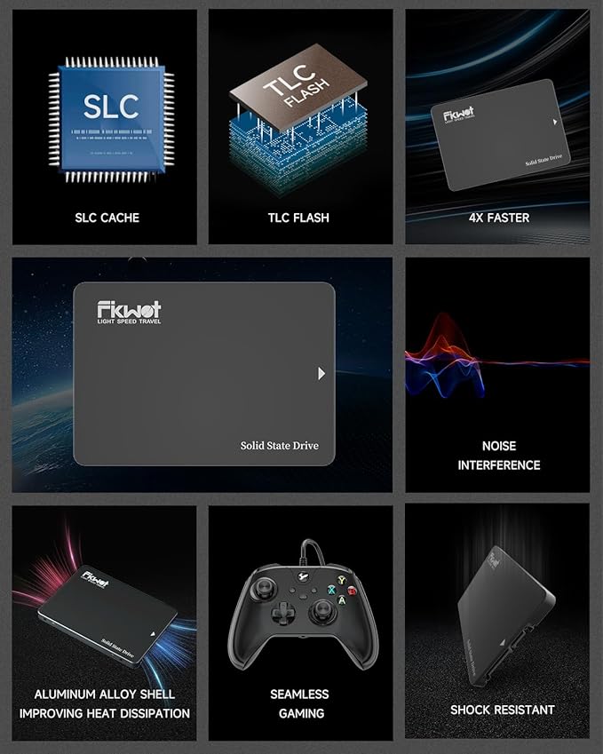 FX812 256GB SSD SATA III 2.5" 6GB/s, 3D NAND TLC, 70% SLC Cache, Up to 560MB/s, Compatible with Laptop & PC Desktop