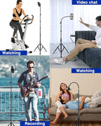 Elitehood 6.7 Feet Tall Phone Tripod, Heavy Duty Metal iPhone Tripod Stand with Remote, 17" Gooseneck Overhead Tripod for iPhone 15 14 13 Pro Max / 13 Pro / 13 12 11, Android Cell Phone Black