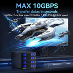 Aluminum 4 Bay 10Gbps Hard Drive Enclosure with Cooling Fan for 2.5“/3.5" SATA HDD/SSD with USB A/C 3.2 Gen 2, Support Hot Swappable,Tool-Free HDD Enclosure , DAS(NO RAID/NAS)