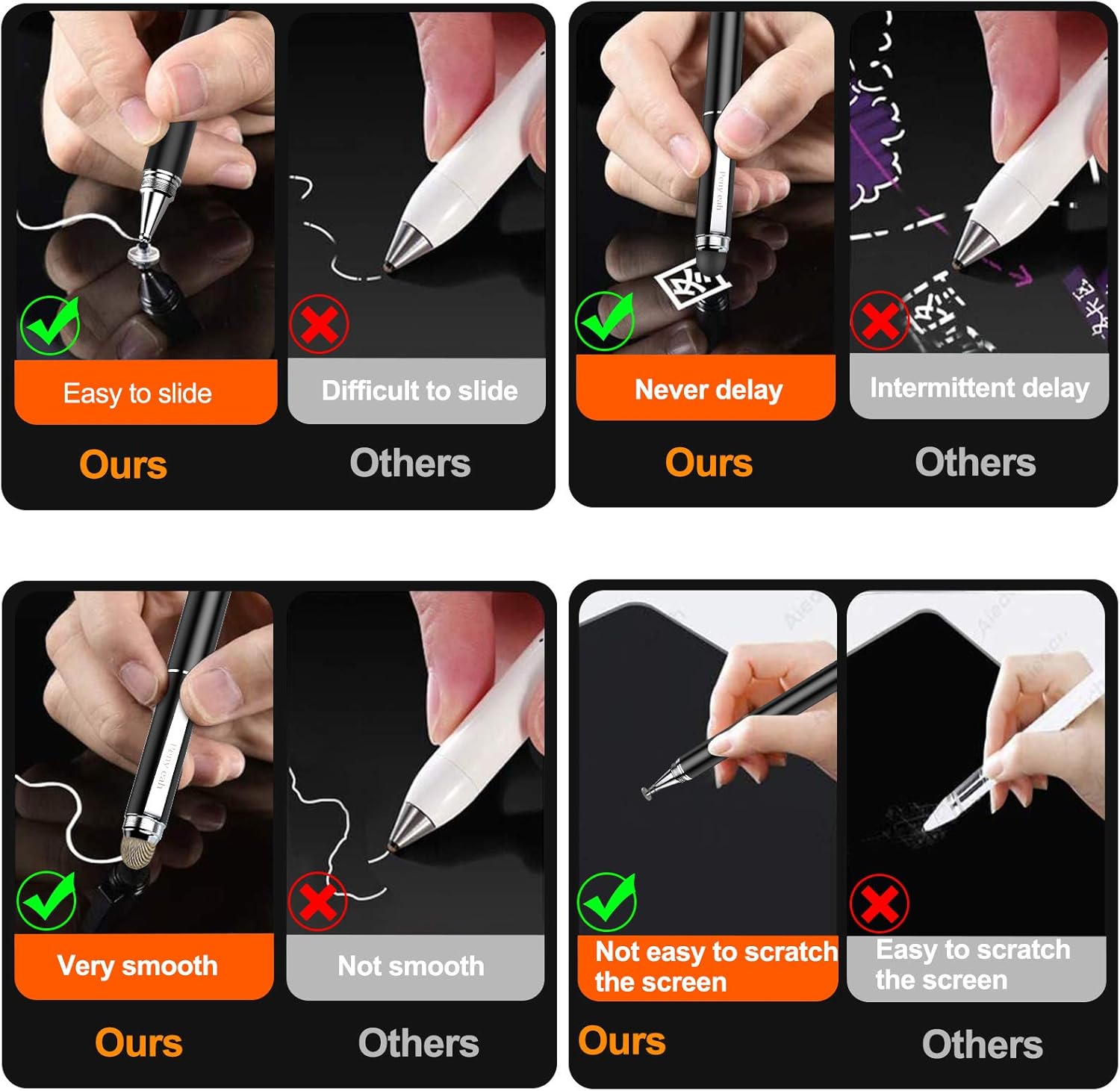 Penyeah Stylus Pen, 4 in 1 Disc Stylus Pens for Touch Screens, High Precision and Sensitivity Universal Capacitive Stylus, Stylist for Tablets,iPhone,iPad,Laptops with 4 Replacement Tips - Black