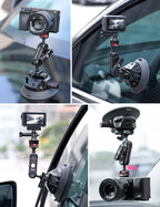 Camera Suction Cup Mount for Action Cameras - ULANZI SC-02 4.5in Pump-actived Vacuum Suction Mount w Quick Release NATO Magic Arm Car Boat Windshield Window Mount Compatible with Action Cameras
