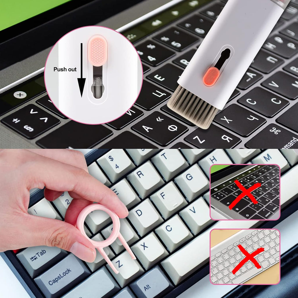 7-in-1 Electronic Cleaner Kit,Keyboard Cleaner,Laptop Cleaner Kit for Monitor, Cell Phone, Headset, Lego, Laptop Camera Lens (Pink)