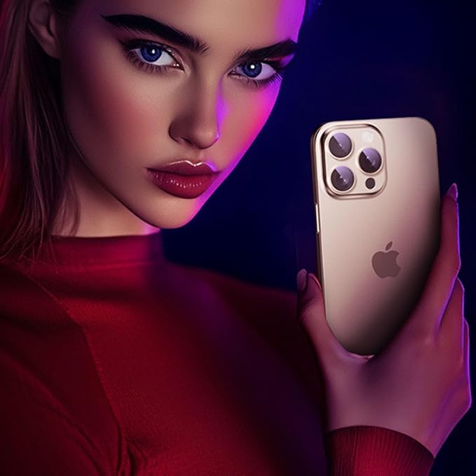 Compatible with iPhone 16 Pro Camera Lens Protector,[AR Anti-Reflection][Strong Adsorption][Shatterproof] 9H Metal Tempered Glass Re-AR Full Coverage Camera Screen Cover,Gold