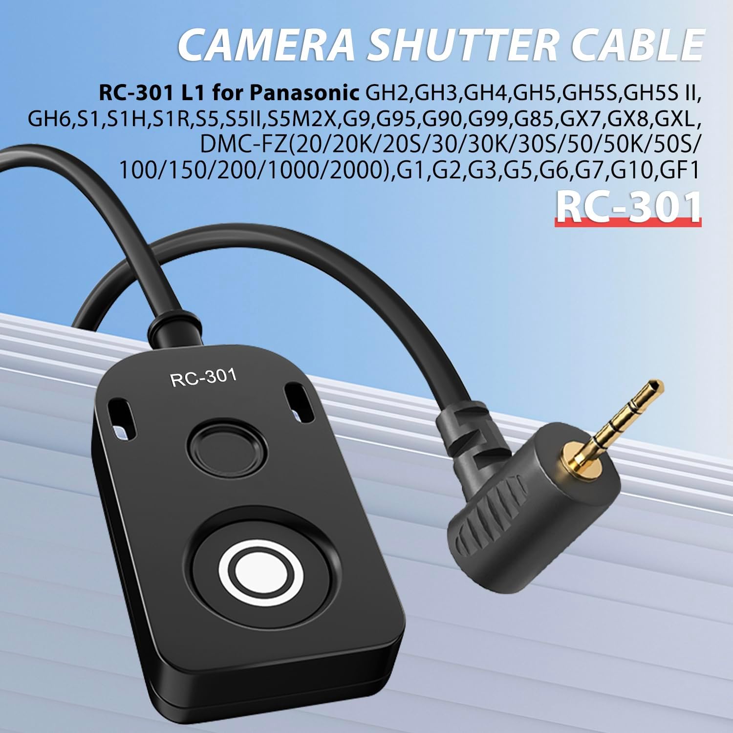 for Panasonic Cable RC301-L1 Remote Camera Small Shutter Release Remote Control 196.8 "Extended Cable Remote Wired Button GH3 GH4 GH5 GH6 S5 S5II G85 G9 GXL S1R -114(RC301-L1 GH 196.8in/5m)