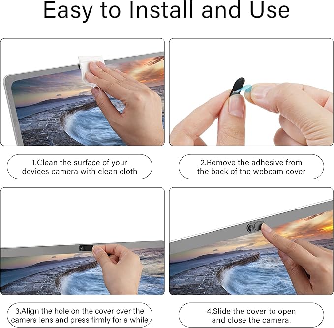 Laptop Camera Cover Slide, 12 Pack Webcam Cover, Phone Camera Cover, Ultra-Thin Computer Slide - Fits Most Laptop, Desktop, PC, Tablet, Smartphone to Protect Your Privacy and Security