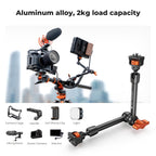 K&F Concept 11" Magic Arm Clamp Kit with ARRI 1/4" & 3/8" Thread Screw 360° Ball Heads Articulating Arm Camera Adapter for DSLR, Monitor, LED Light, Microphone, Camera Cage, Action Camera