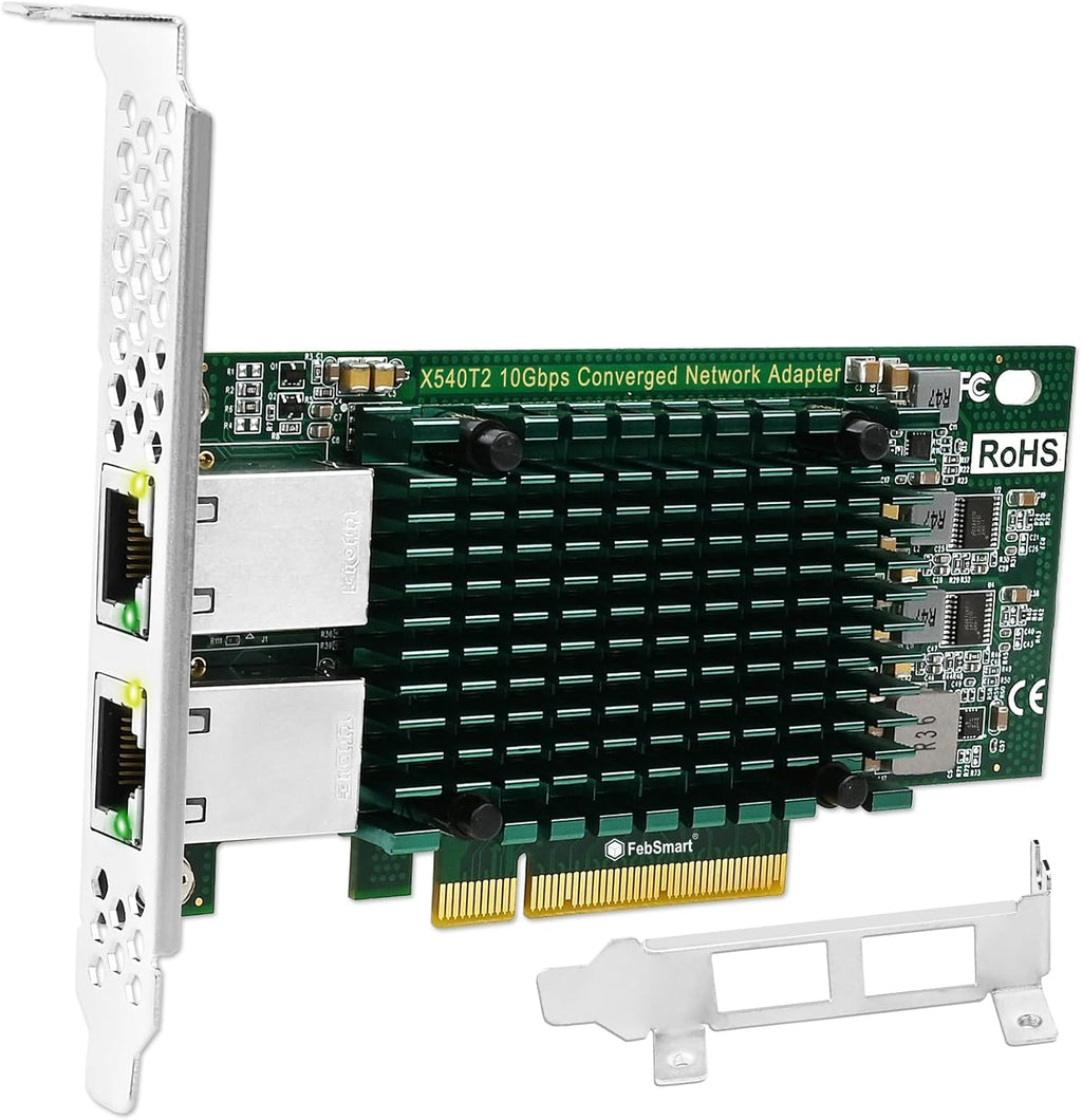 PCIE X8 Interface to 2X 10Gbps RJ45 Ports Network Adapter, Intel X540-AT2 Ethernet Controller, 2X 10GbE RJ45 Interface PCIE NIC Card, PCI Express 10GbE Converged Network Adapter (X540T2)