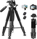 VICTIV 74” Camera Tripod, Tripod for Camera and Phone, Aluminum Professional Tripod Stand for Canon Nikon with Carry Bag and Phone Holder, Compatible with DSLR, iPhone, Spotting Scopes, Max Load 9.5Lb