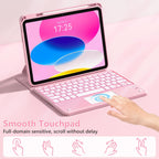 TaIYanG Touchpad for iPad A16 11th/10th Generation Case with Keyboard, 7 Color Backlit 360 Rotation Cover with Pencil Holder,Detachable Keyboard for iPad 11 inch 2025/10th Gen 10.9'' 2022 (Light Pink)