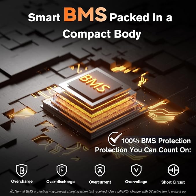 12V 100Ah Mini LiFePO4 Lithium Battery,15000+ Deep Cycles 1280Wh LiFePO4 Battery for RV, Marine/Trolling Motors, Solar System,Camping,Lawn Mowers,Home Backup Power,(100A Smart BMS)