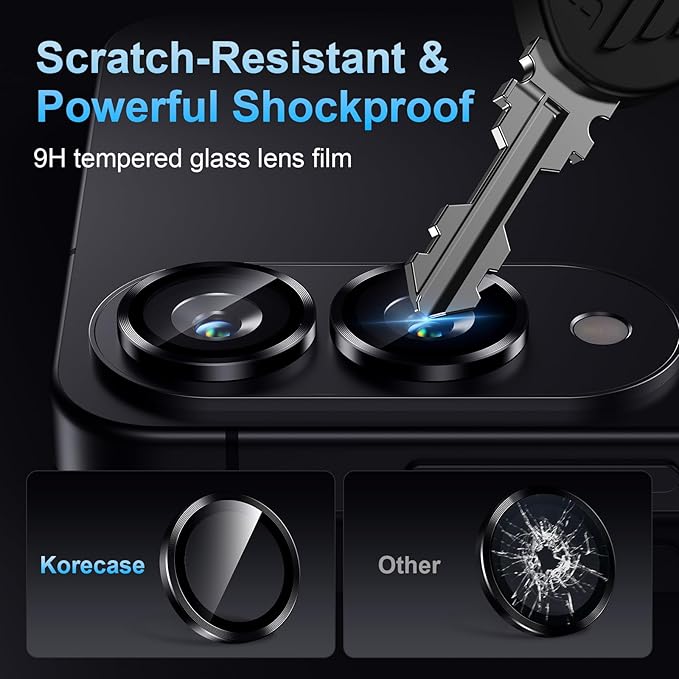 Korecase for Samsung Galaxy S25 Edge Camera Lens Protector, 9H Tempered Glass Anti Scratch Camera Screen Protector Shockproof Film Shcokproof Metal Ring Lens Protecor for Galaxy S25 Edge,Black