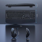 Ergonomic Keyboard and Mouse Combo - Full Size Keyboard Cordless with Palm Wrist Rest Ergonomic Mouse Wireless for Windows Computers Laptops - Black (Upgrade)