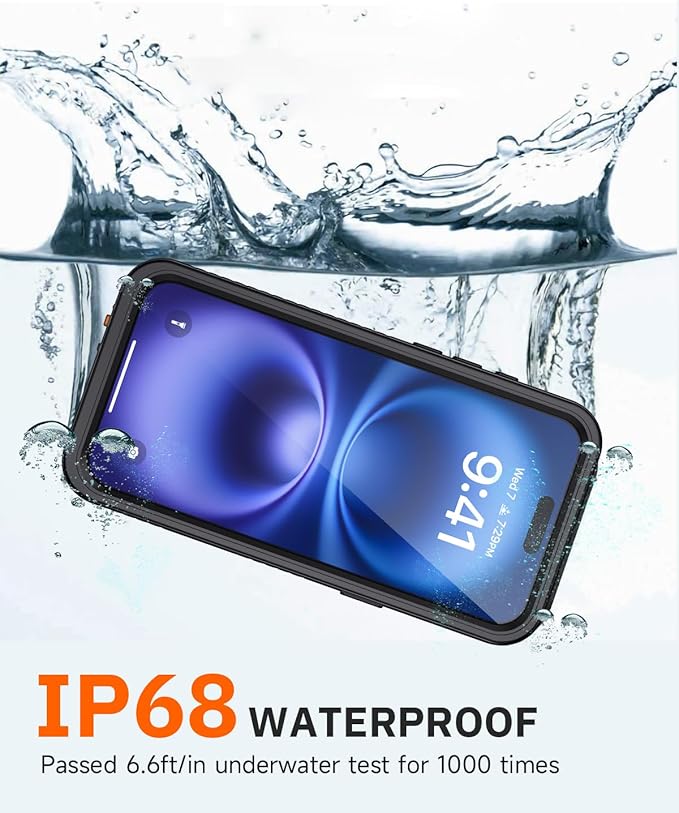 Lanhiem for iPhone 16 Privacy Case, Waterproof Dustproof Shockproof Cases for iPhone 16 with Privacy Screen Protector, Full Body Heavy Duty Protective Cover for iPhone 16-6.1 inch (Black)