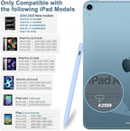 Stylus Pen for iPad 9th&10th - Type-c Charging Pencil for ipad Palm Rejection Active Pen Compatible with (2018-2025) Apple iPad 6/7/8/9/10/11(A16), Air 3/4/5/M2/M3, Mini 5/6, Pro 11"/12.9"/M4（Blue）