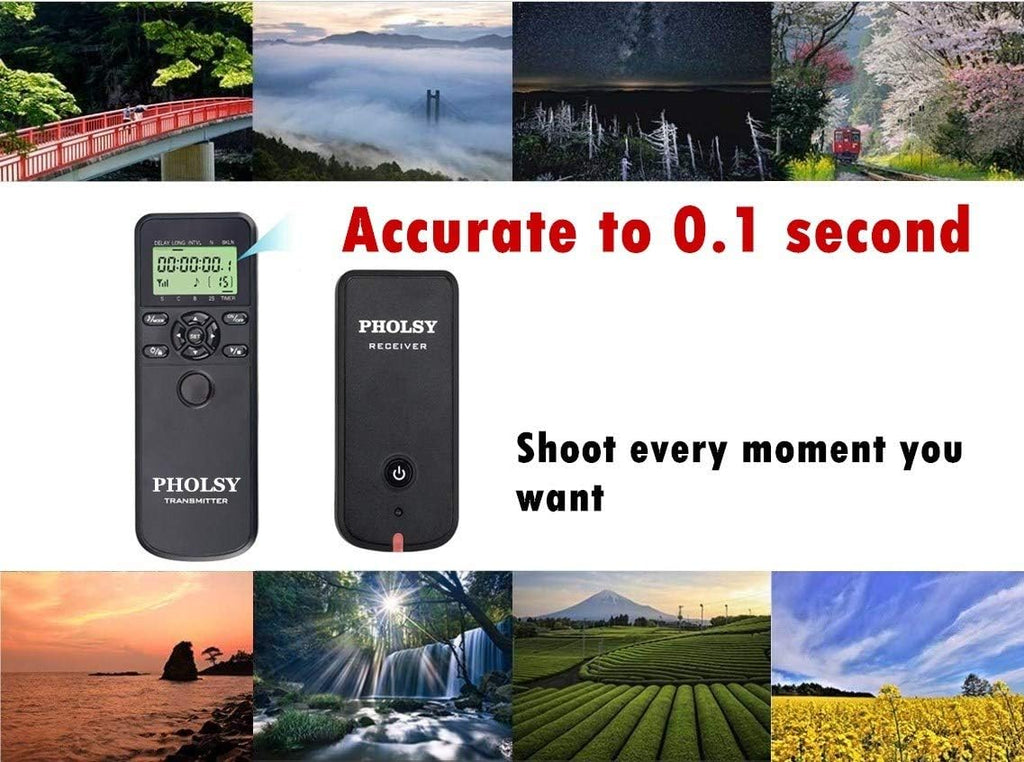 PHOLSY Wireless Timer Remote Release Control with Intervalometer and HDR for Olympus E-M1, E-M5 II, E-M5, E-M10 II, PL8, PL7; for Panasonic S5, S1H, S1RM, S1, G95, G91, G90, G9, FZ10002, GH5, GH6
