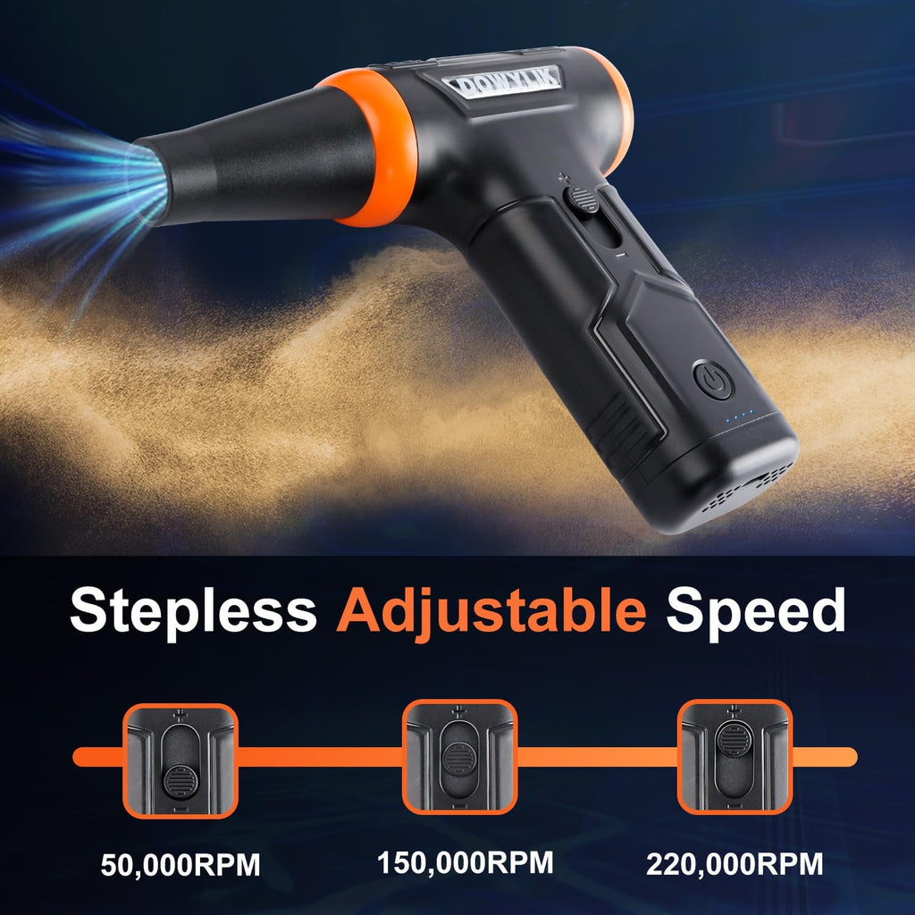 Compressed Air Duster, 220000RPM Canned Air Duster for Computer Cleaning Kit, 3 Speed Compressed Air Can with LED Light, Electric Air Duster for Cleanning Car, PC, Electronics