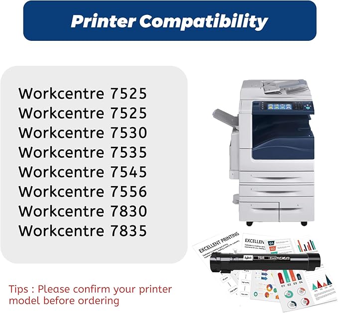 006R01513 Toner Cartridge Replacement for Xerox WorkCentre 7525 7530 7535 7545 7556 7830 7835 7845 7855 - Extra High Capacity Up to 26,000 Pages,1 Pack,with Upgraded Chip,No Fading,No Streak
