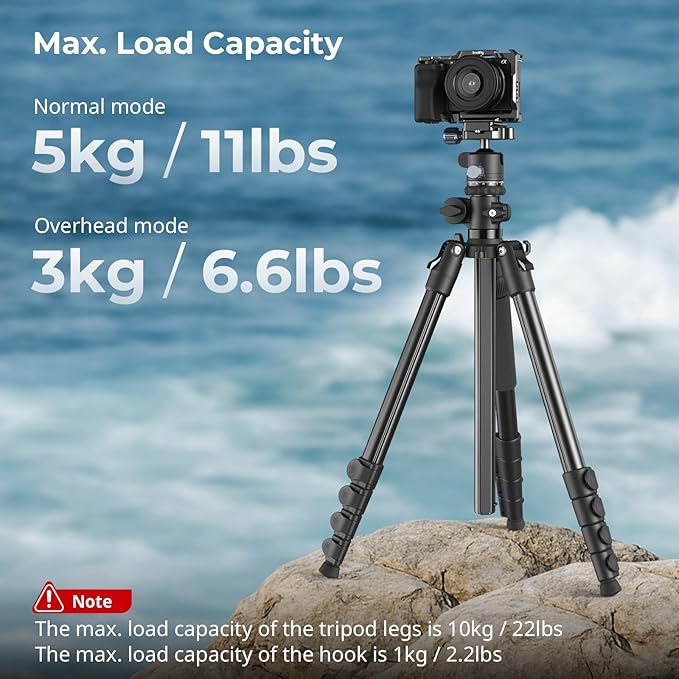 SmallRig CT25 64.5"/164cm Horizontal Overhead Tripod for Camera with Smartphone Holder & Carrying Bag, 22lb Max Load Aluminum Horizontal Camera Tripod for Overhead Shots