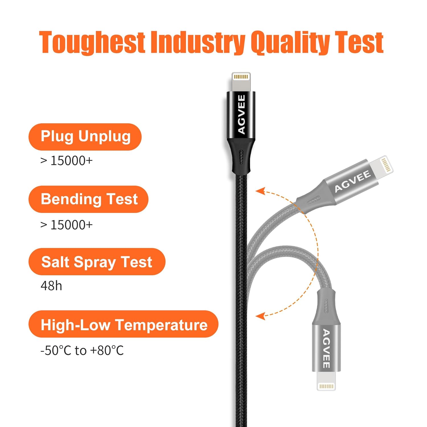 AGVEE 1ft Lightning Extension Cable, Braided Female to Male Extender Full Function Cord Compatible with iPhone iPad, Data Sync Video Audio & Charging Connector Adapter, Black