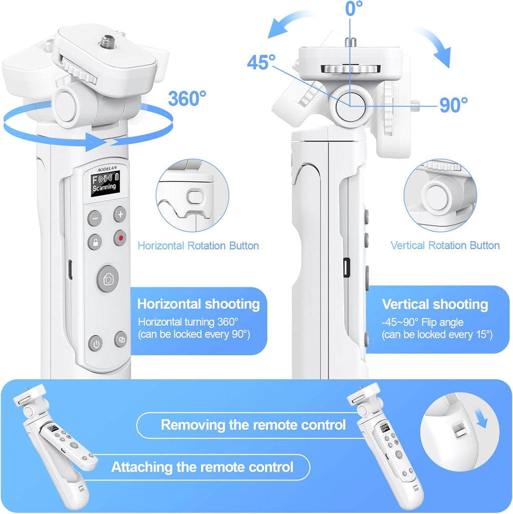 AODELAN for Fujifilm Camera Tripod with Rechargeable Wireless Shutter Release,Shooting Grip Remote Control Handle for Fuji X-T3,X-T4,X-T5,X-T30,X-T30 II,X-T50,X-H2,X-H2S,X-S10,X-S20,X100 VI,X-M5