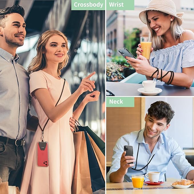 OUTXE Phone Lanyard 2 Packs - 2× Adjustable Neck Strap, 4× Phone Patches- Purple