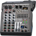 Audio Mixer, 4 Channel Sound Board Mixing Console with 99-Bit DSP, 7-Band Eq Output, Digital MP3 Computer Input, Professional DJ Mixer Board with 48V Phantom Power Stereofor Recording Live