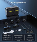 FULAIM X3 Wireless Lavalier Microphone with 32H Charging Case for iPhone/Android/PC, DSP Noise Reduction Mini Lapel Microphone for Video Recording, Vlogging, YouTube, Interview (X3-Case)