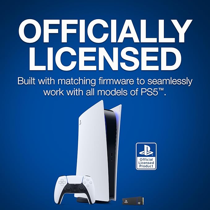 Seagate Game Drive PS5 NVMe SSD for PS5 1TB Internal Solid State Drive - PCIe Gen4 NVMe 1.4, Officially Licensed, Up to 7300MB/s with Heatsink (ZP1000GP3A1011)