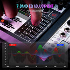 Professional Audio Mixer,6 Channel Audio Interface Sound Board Mixing Console System with Monitor,16 DSP DJ Bluetooth Mixer Reverb Effect +48V Phantom For Karaoke Studio Streaming Recording